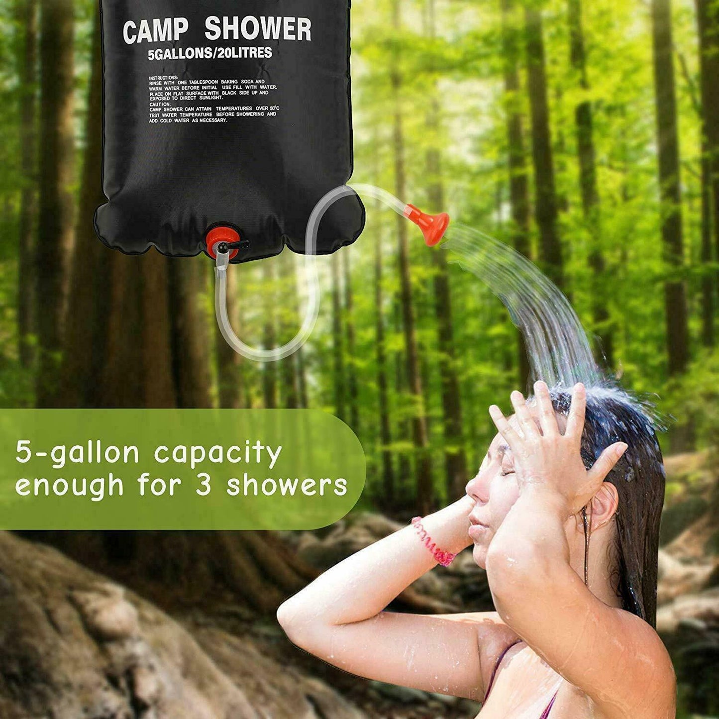 20L Portable  Camping Shower: Compact Solar-Powered Bath Bag