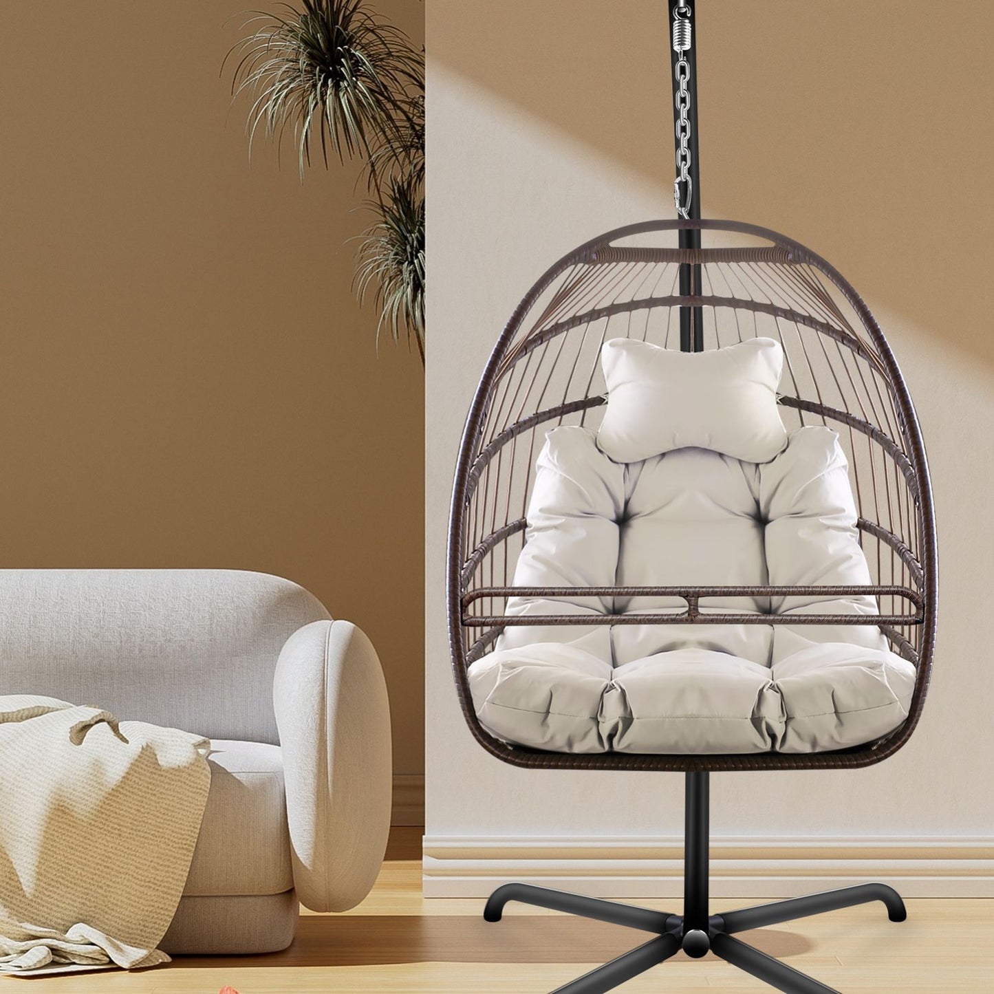 Indoor Outdoor Durable Swing Egg Chair with Stand