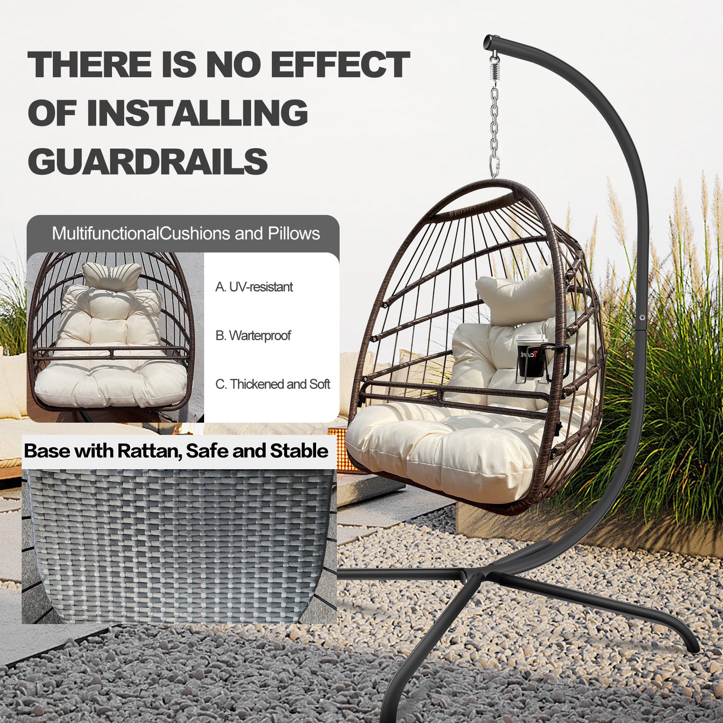 Indoor Outdoor Durable Swing Egg Chair with Stand