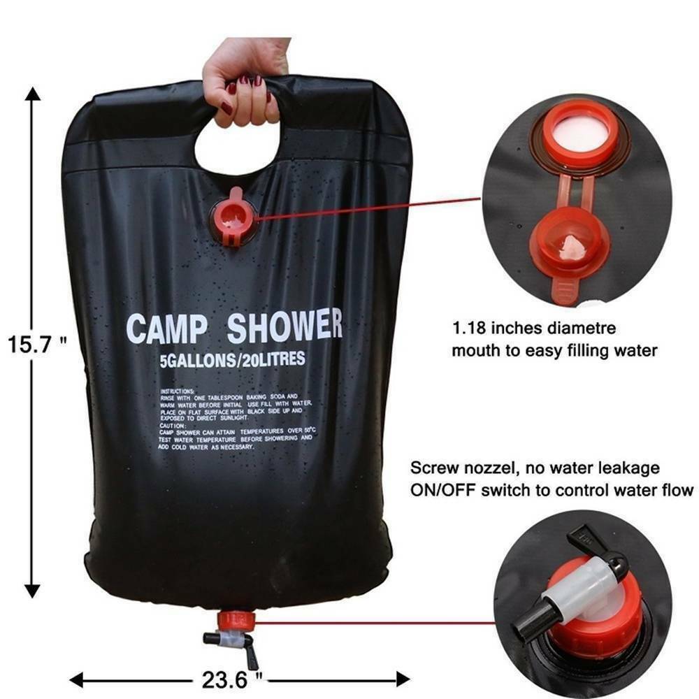 20L Portable  Camping Shower: Compact Solar-Powered Bath Bag