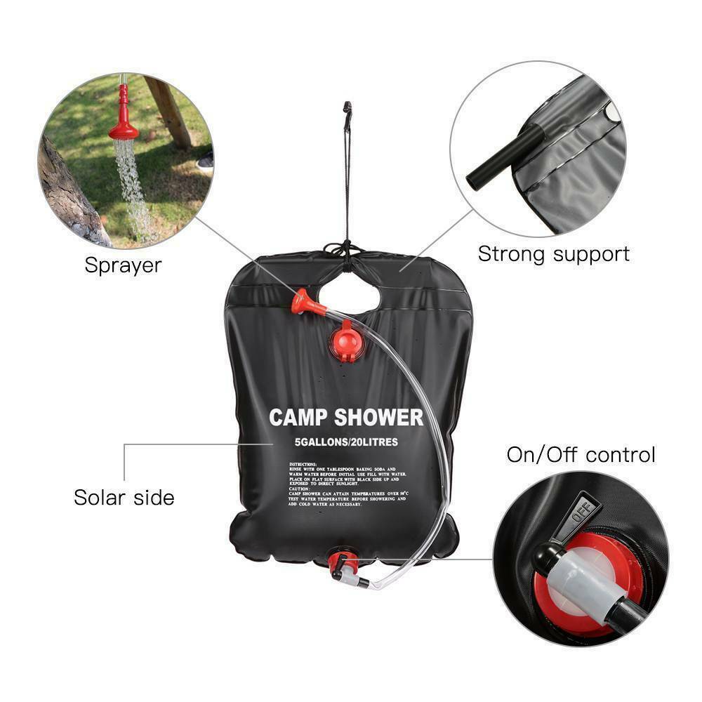 20L Portable  Camping Shower: Compact Solar-Powered Bath Bag