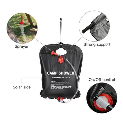 20L Portable  Camping Shower: Compact Solar-Powered Bath Bag